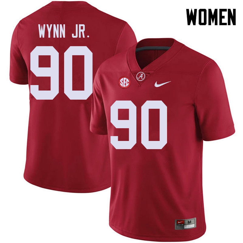 Alabama Crimson Tide Women's Stephon Wynn Jr. #90 Red NCAA Nike Authentic Stitched 2018 College Football Jersey IG16R40HQ